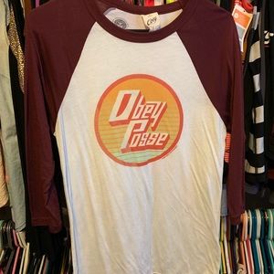 Obey 3/4 length baseball tee size medium